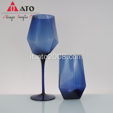 Bicchieri vintage in vetro blu massiccio
